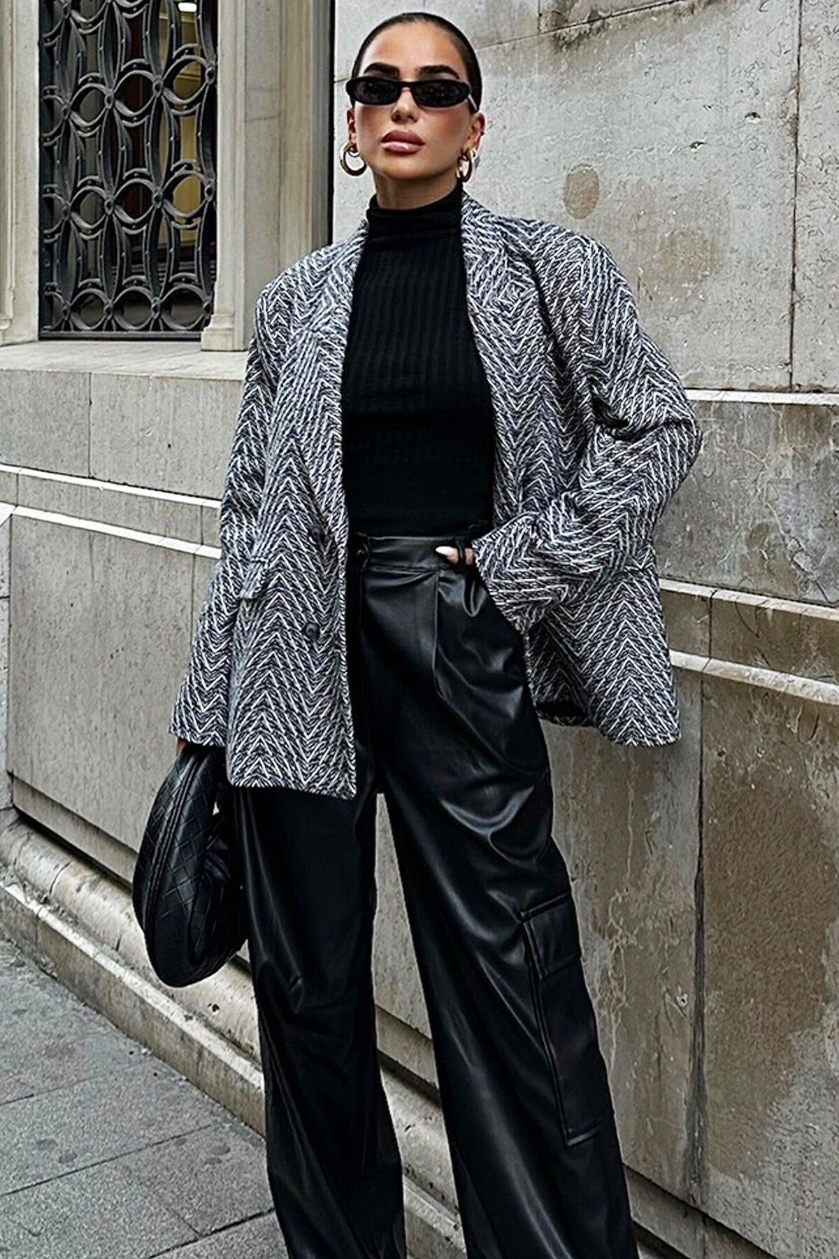 Sophisticated Patterned Cashmere Overcoat