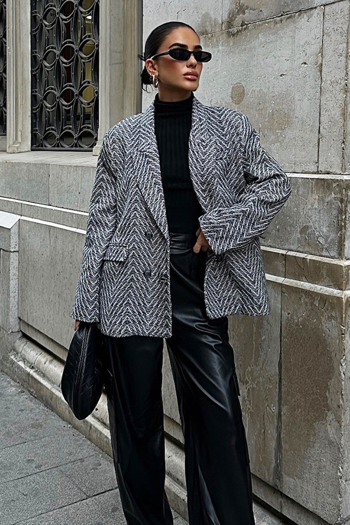 Sophisticated Patterned Cashmere Overcoat