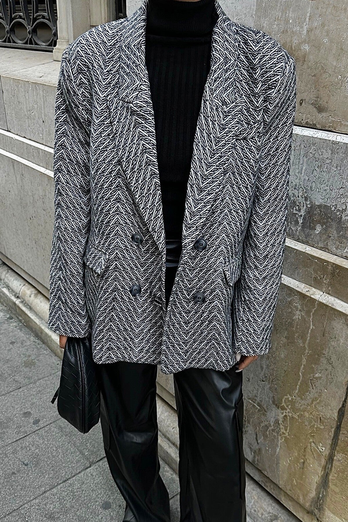 Sophisticated Patterned Cashmere Overcoat