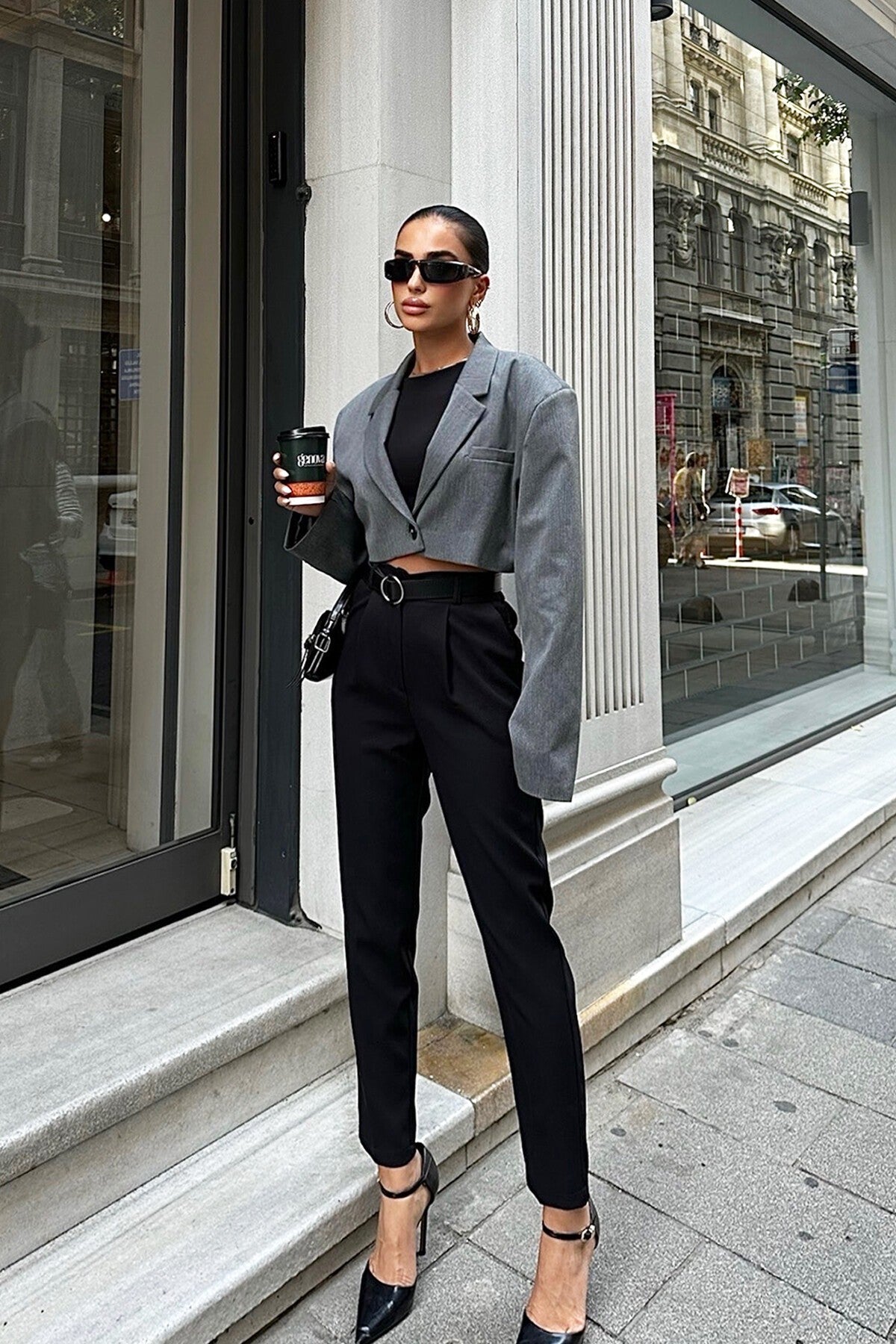 Flowy Belted Palazzo Trousers