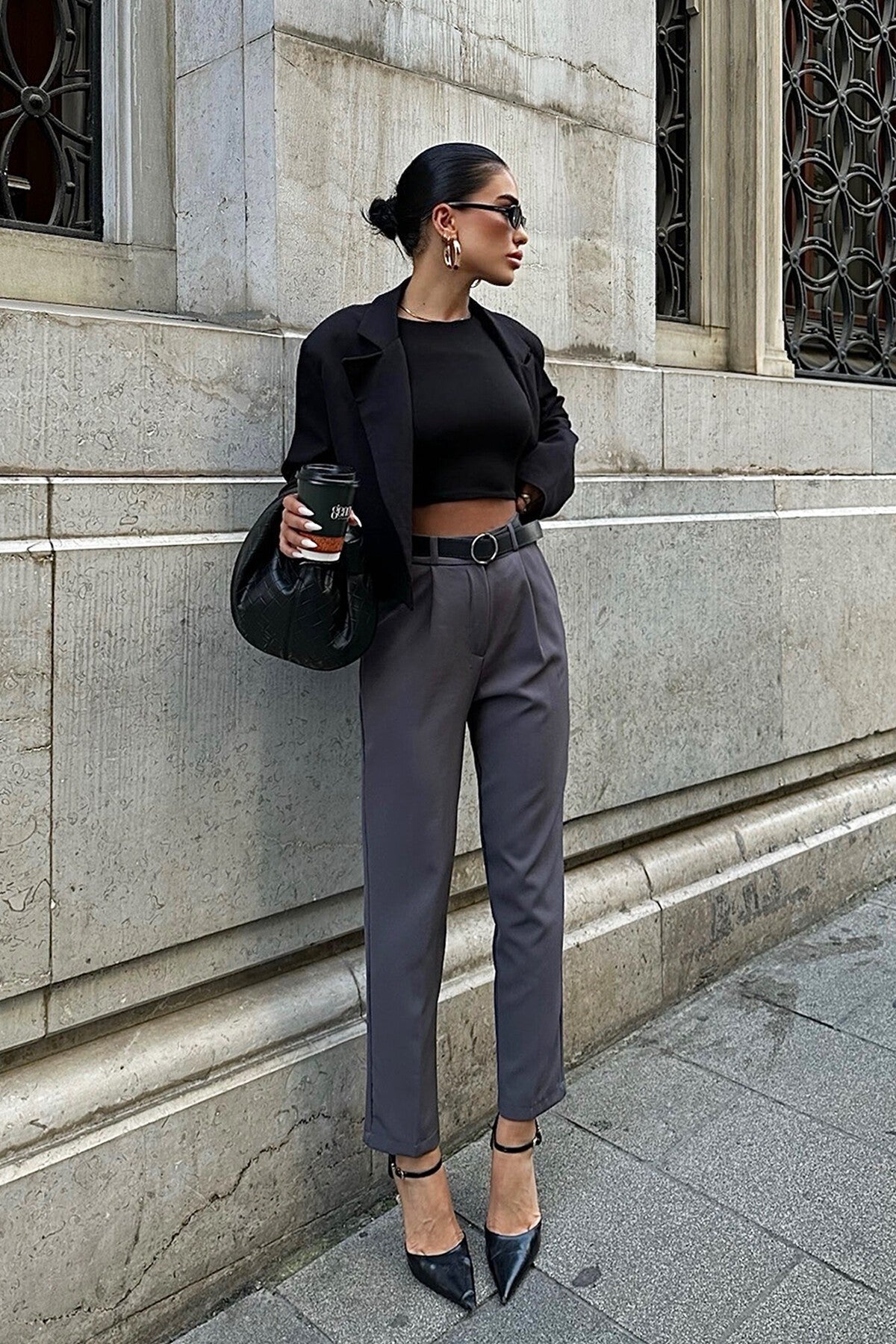 Flowy Belted Palazzo Trousers