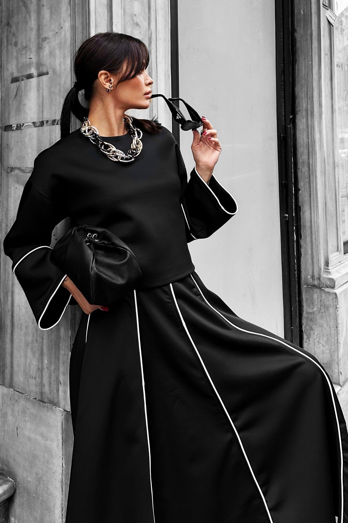 Scuba Blouse & Skirt Set
