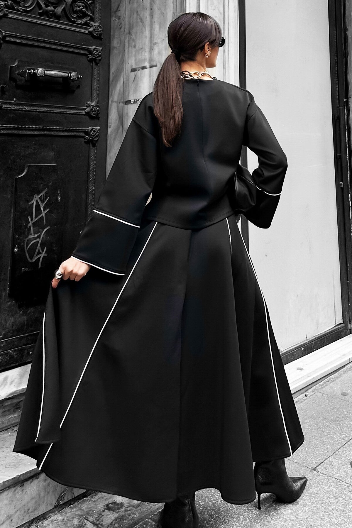 Scuba Blouse & Skirt Set