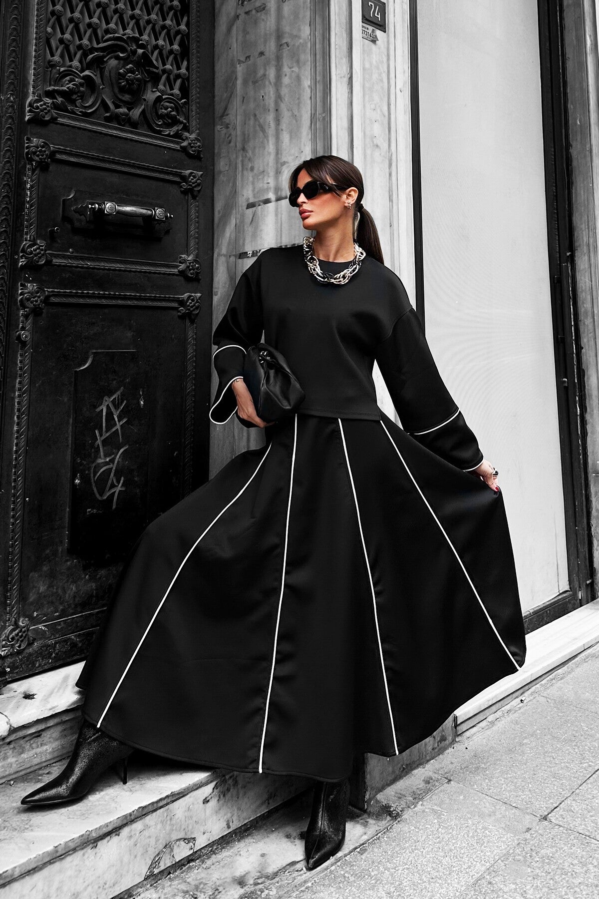 Scuba Blouse & Skirt Set