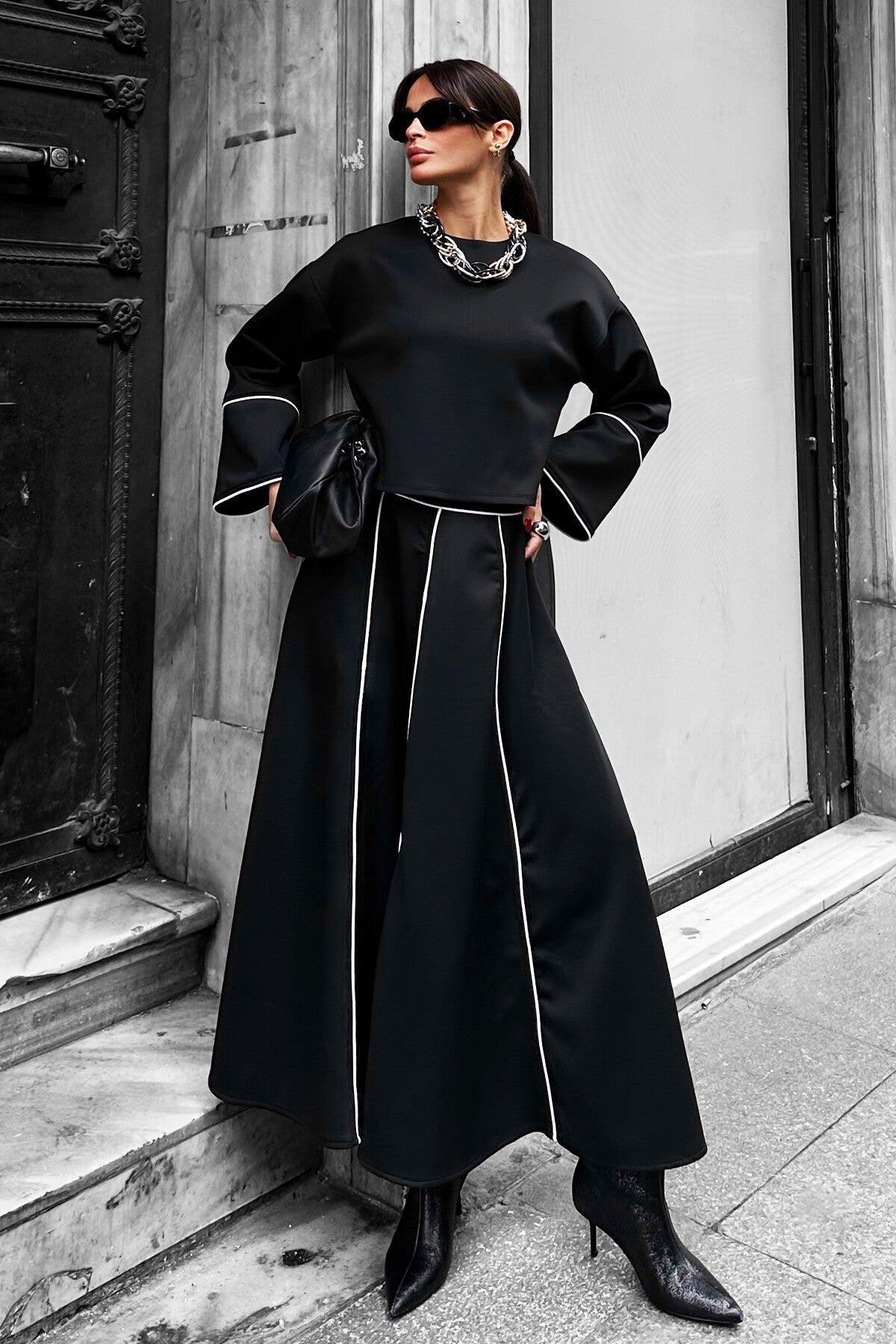 Scuba Blouse & Skirt Set