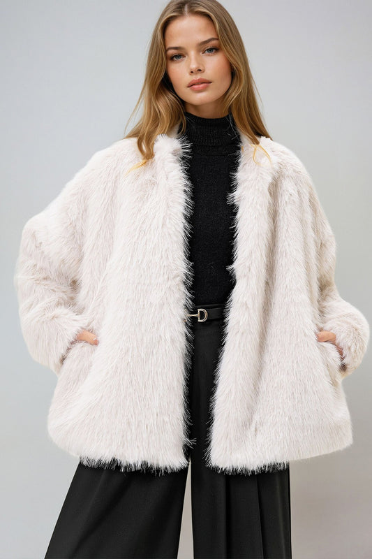 Cozy Luxe Crew Neck Faux Fur Jacket