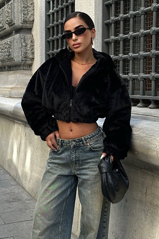 Cozy Crop Plush Fur Jacket