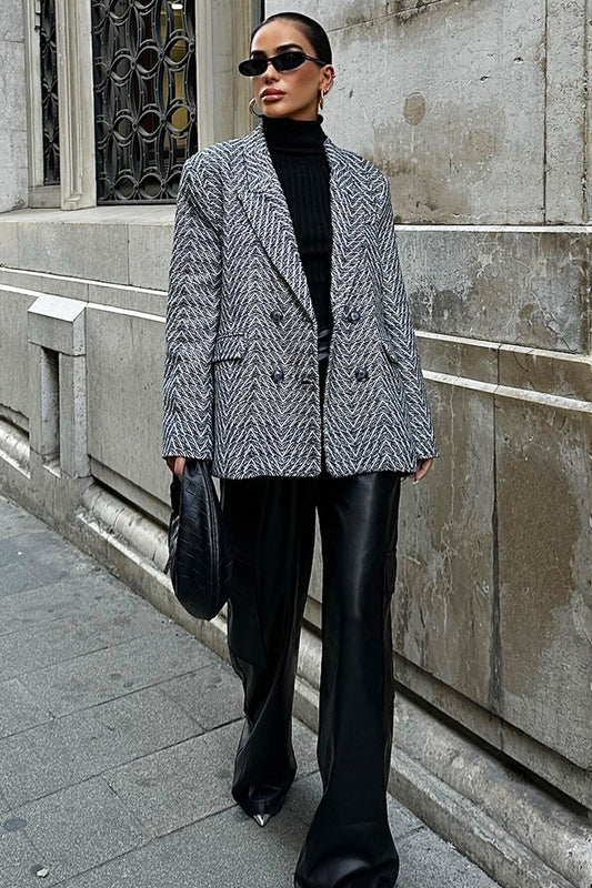 Sophisticated Patterned Cashmere Overcoat