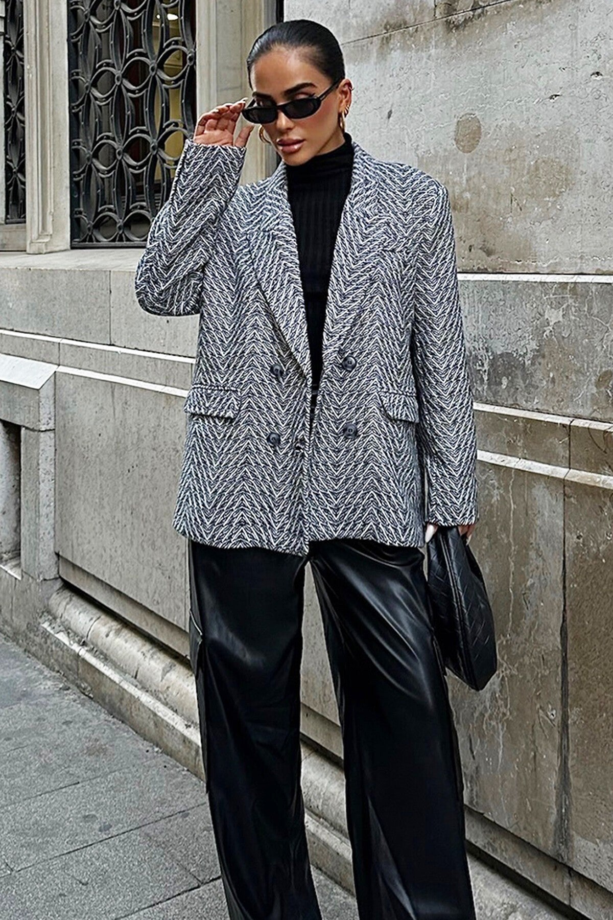 Sophisticated Patterned Cashmere Overcoat