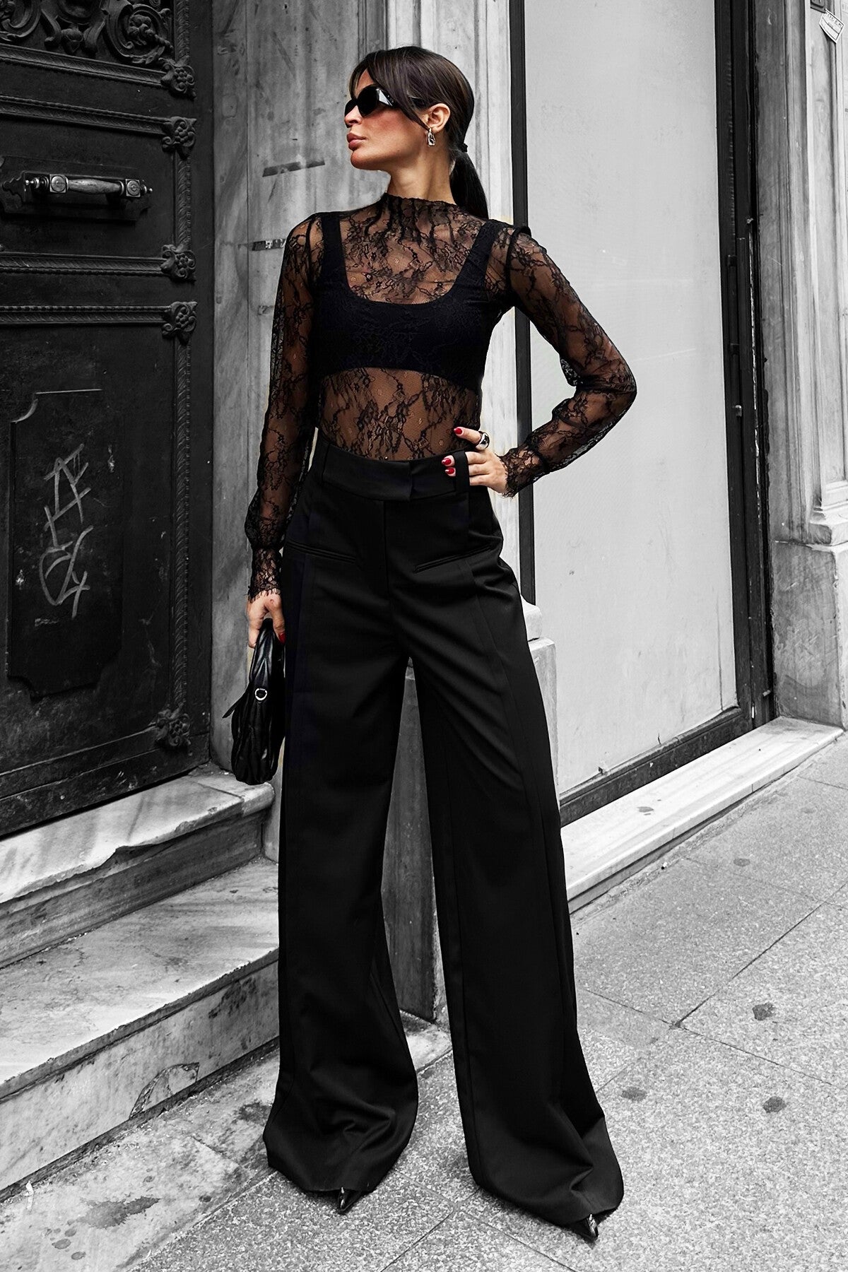 Chic High-Waist Palazzo Trousers with Fleto Pockets
