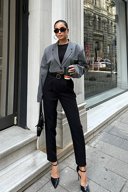 Flowy Belted Palazzo Trousers