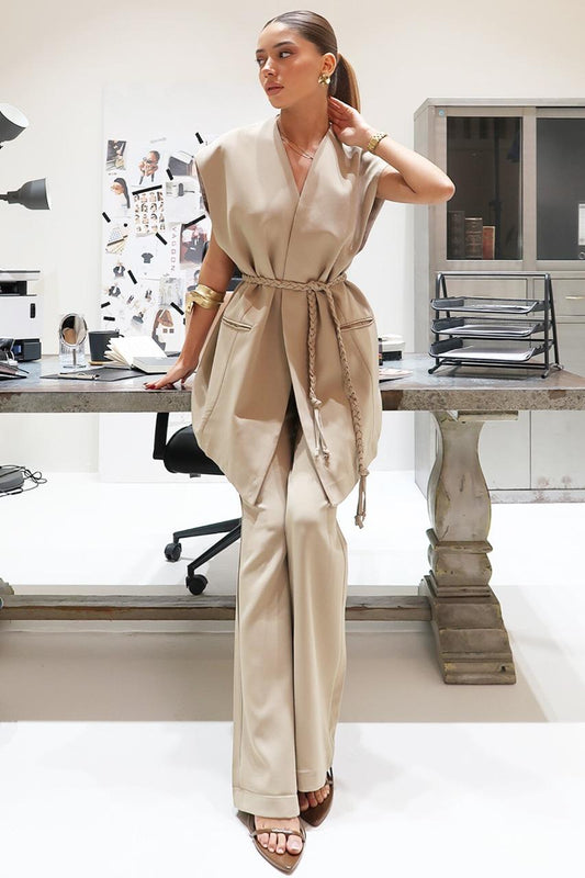 Vest and Trouser Ensemble with Belt