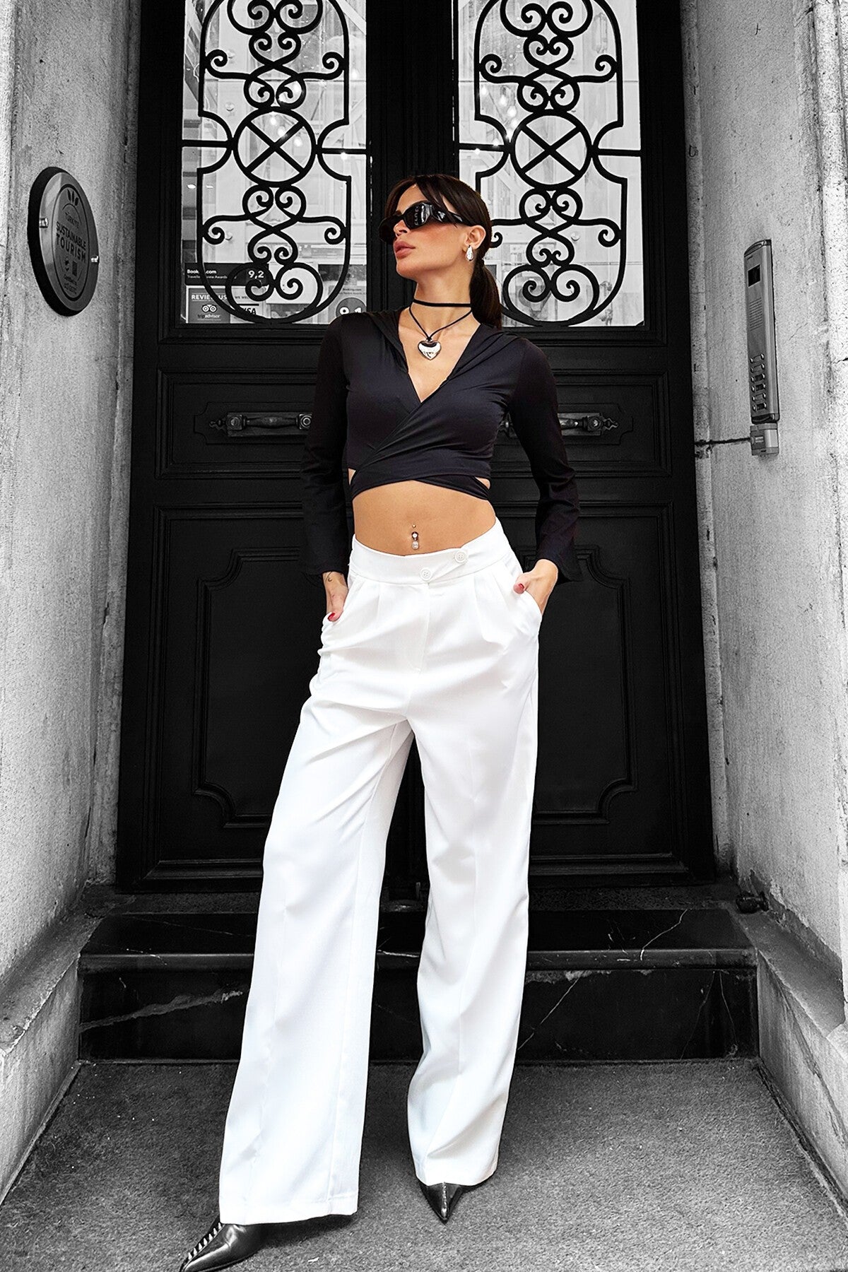 Polished Straight-Leg Pleated Trousers